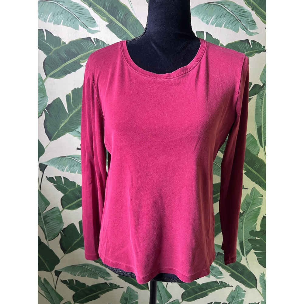 Jones New York Long Sleeve Top Womens Medium Pink Burgundy